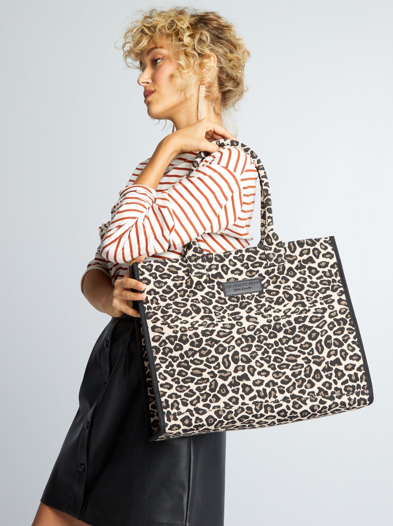 Bolso shopper estampado MARRON - Kiabi