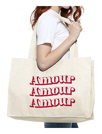 Bolso shopper grande de algodón AMOUR FACE