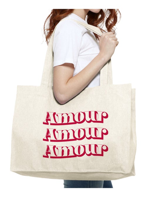 Bolso shopper grande de algodón AMOUR FACE - Kiabi Bolso shopper grande de algodón AMOUR FACE - Kiabi