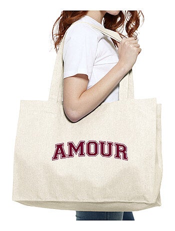 Bolso shopper grande de algodón AMOUR TYPO USA
