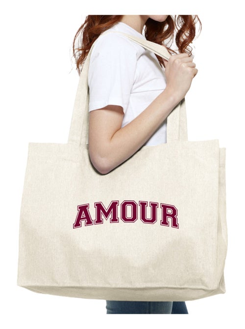 Bolso shopper grande de algodón AMOUR TYPO USA - Kiabi Bolso shopper grande de algodón AMOUR TYPO USA - Kiabi