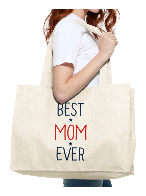 Bolso shopper grande de algodón BEST MOM EVER - Kiabi