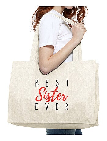 Bolso shopper grande de algodón BEST SISTER EVER