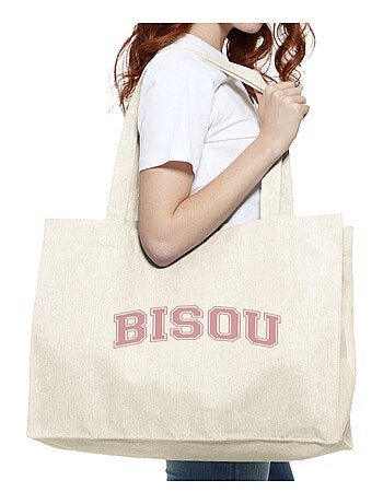 Bolso shopper grande de algodón BISOU TYPO USA