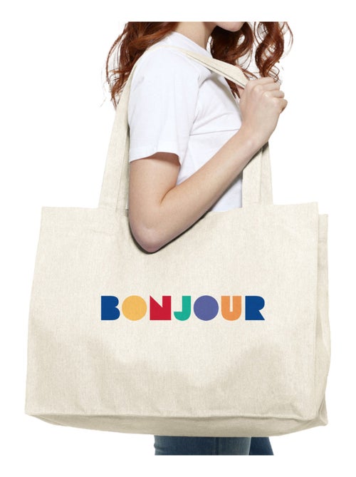 Bolso shopper grande de algodón BONJOUR COLORÉ - Kiabi Bolso shopper grande de algodón BONJOUR COLORÉ - Kiabi