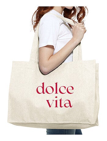 Bolso shopper grande de algodón DOLCE VITA ROUGE