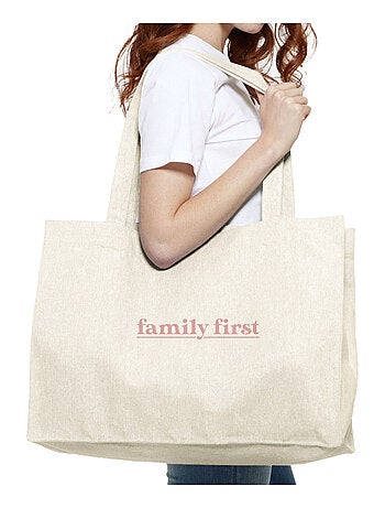 Bolso shopper grande de algodón FAMILY FIRST ROSE