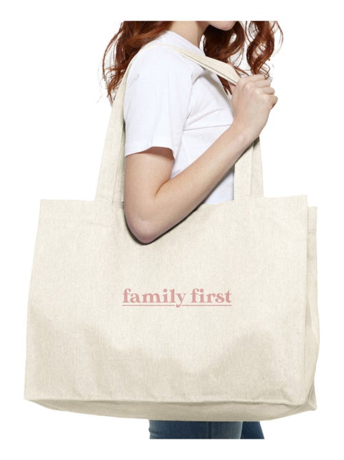 Bolso shopper grande de algodón FAMILY FIRST ROSE - Kiabi