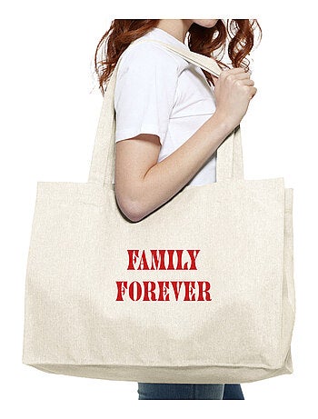 Bolso shopper grande de algodón FAMILY FOREVER