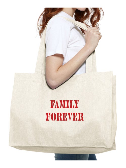 Bolso shopper grande de algodón FAMILY FOREVER - Kiabi