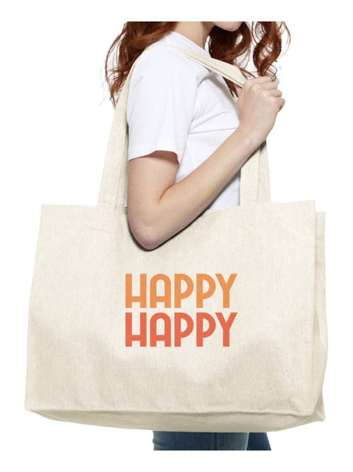 Bolso shopper grande de algodón HAPPY MPT - Kiabi Bolso shopper grande de algodón HAPPY MPT - Kiabi
