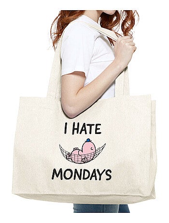 Bolso shopper grande de algodón I HATE MONDAYS