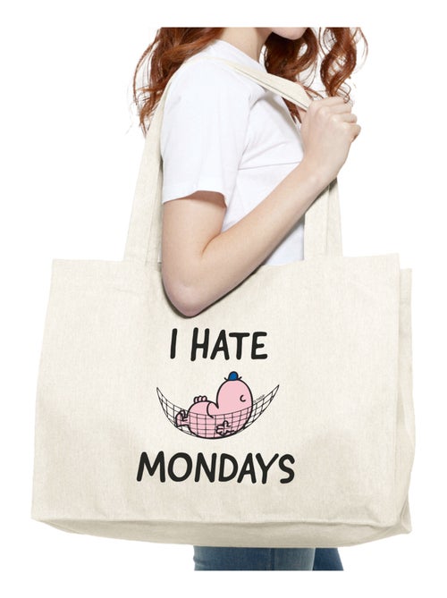 Bolso shopper grande de algodón I HATE MONDAYS - Kiabi