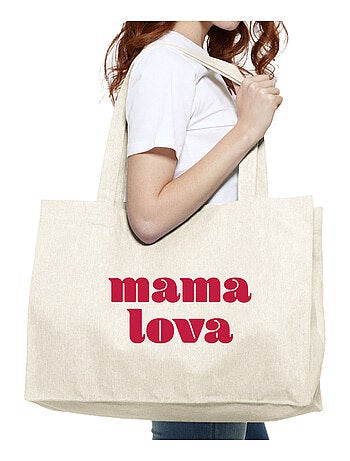 Bolso shopper grande de algodón MAMA LOVA CŒUR ROUGE