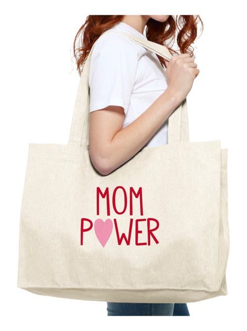 Bolso shopper grande de algodón MOM POWER MPT - Kiabi Bolso shopper grande de algodón MOM POWER MPT - Kiabi