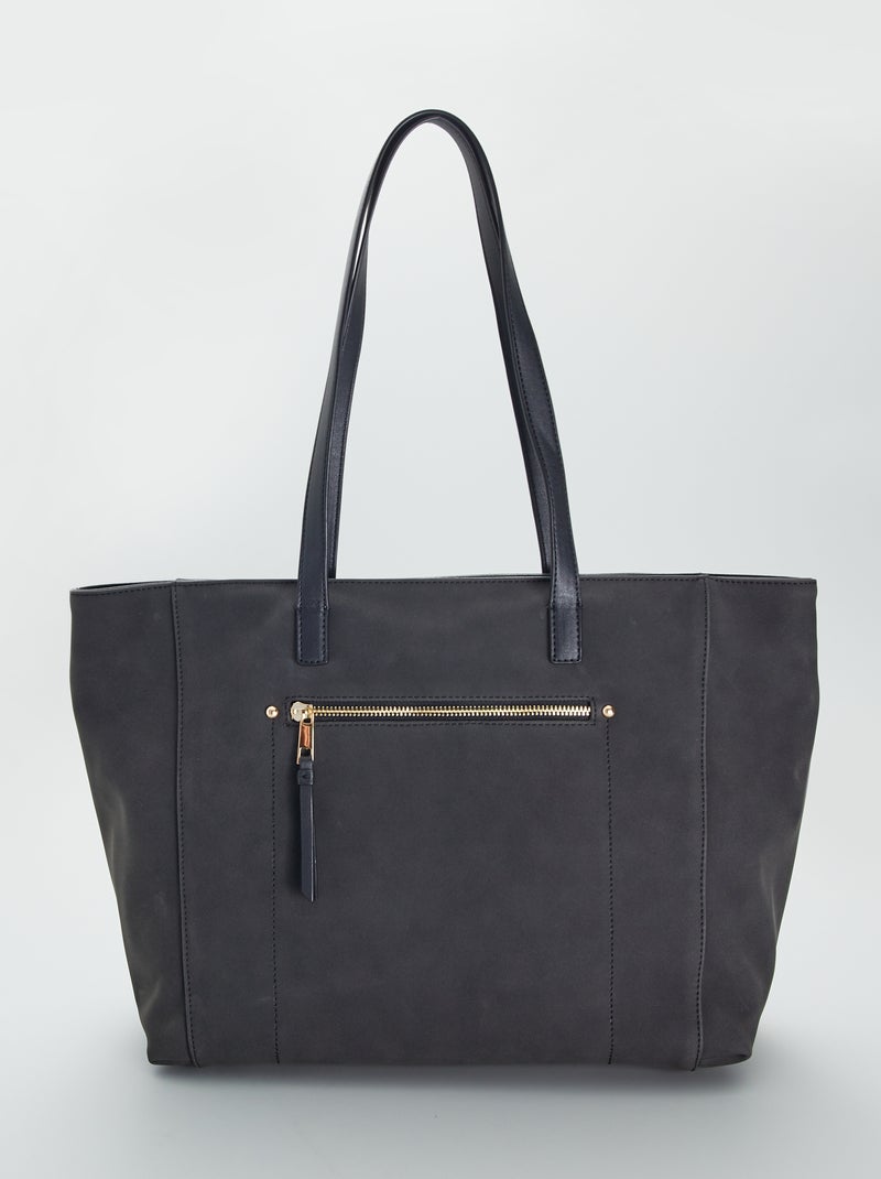 Bolso shopper liso con asas grandes negro - Kiabi