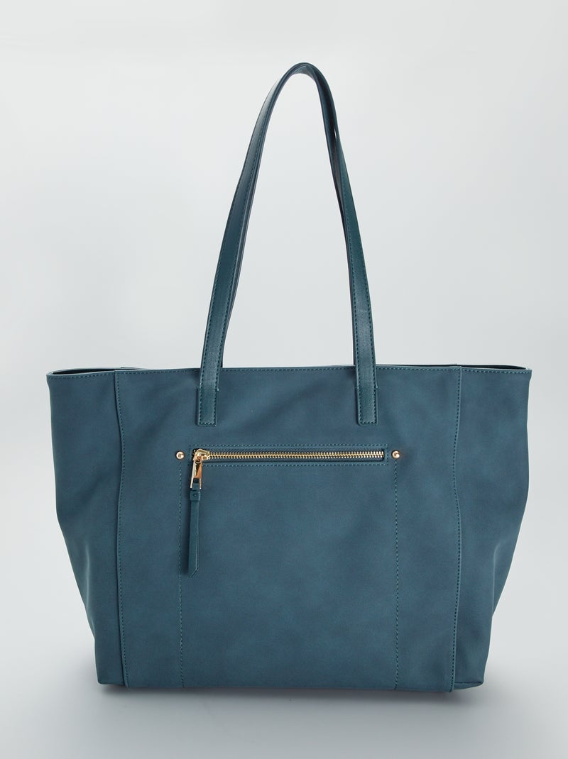 Bolso shopper liso con asas grandes VERDE - Kiabi