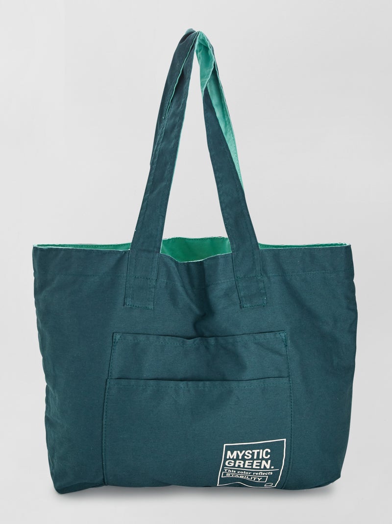 Bolso shopper reversible verde - Kiabi