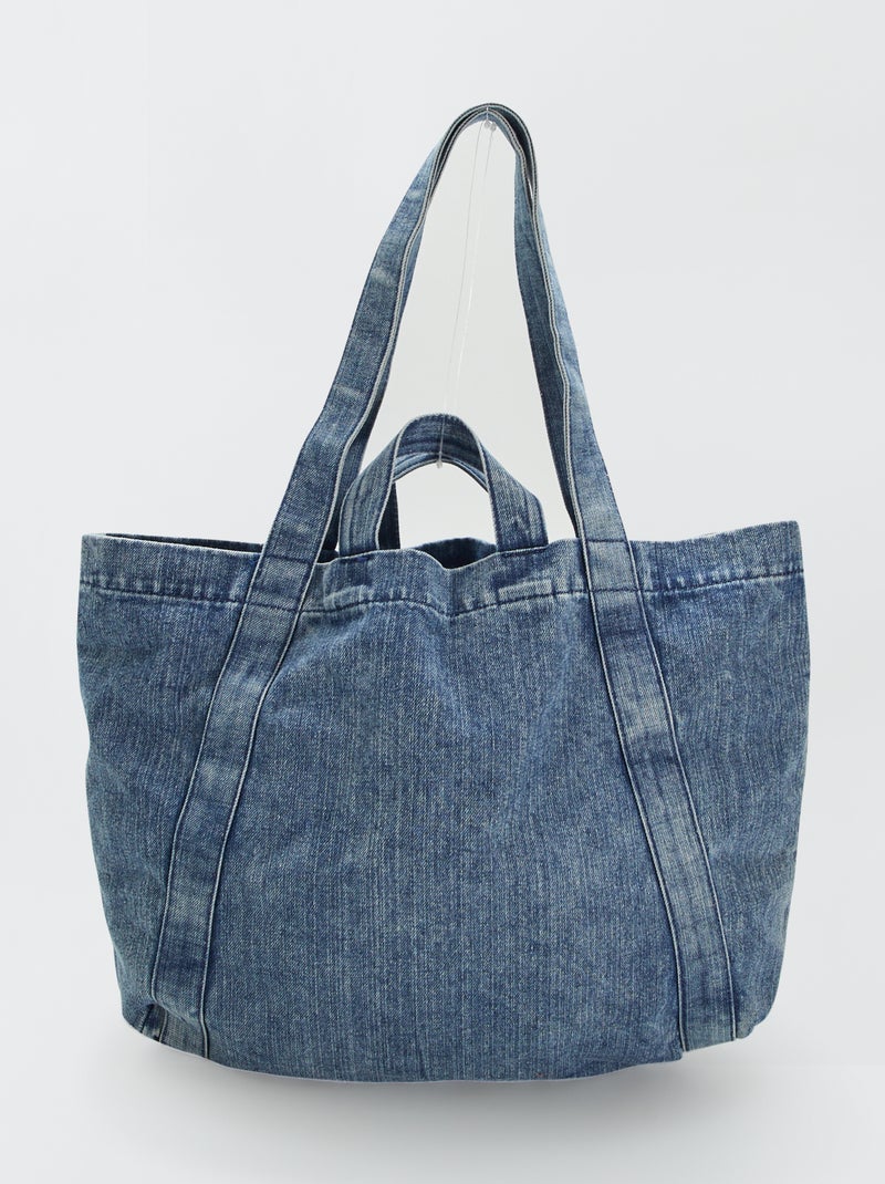 Bolso shopper vaquero grande AZUL - Kiabi