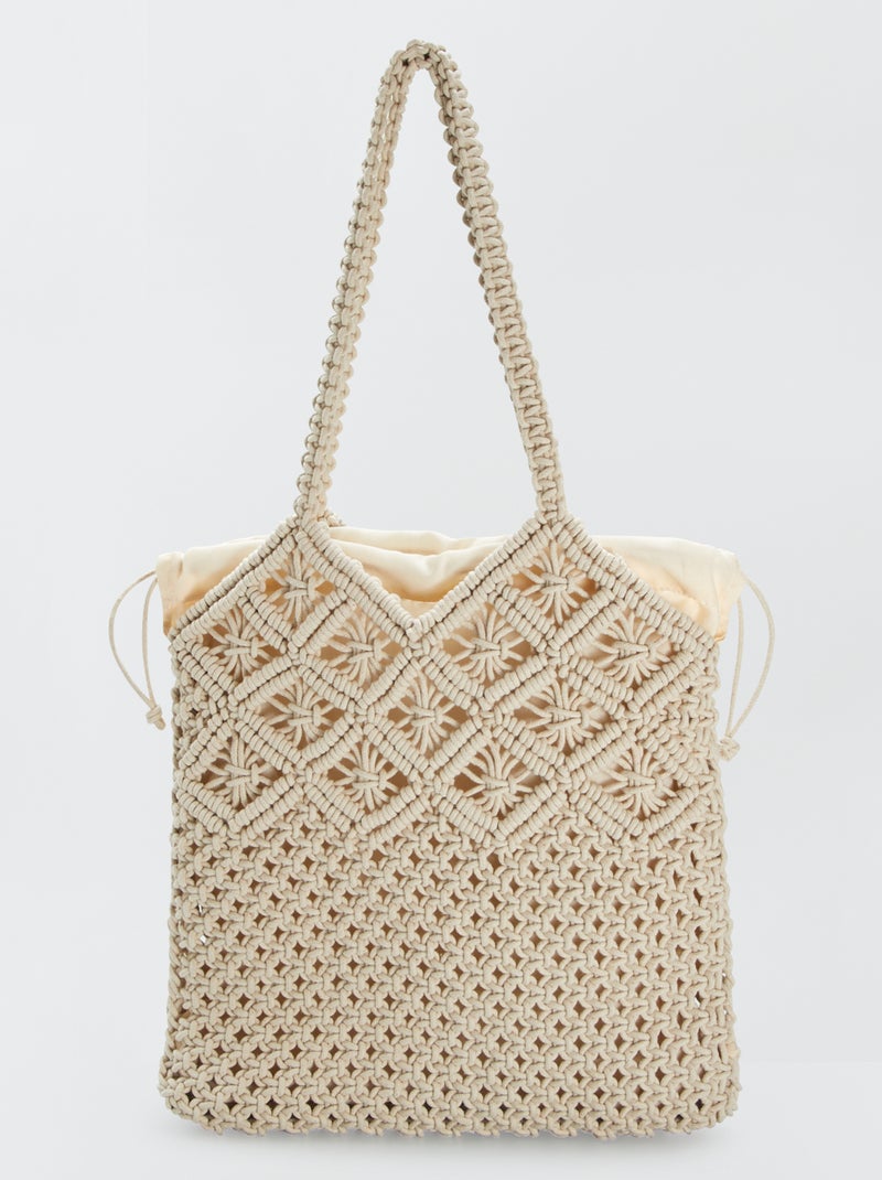 Bolso tipo bombonera de macramé BLANCO - Kiabi