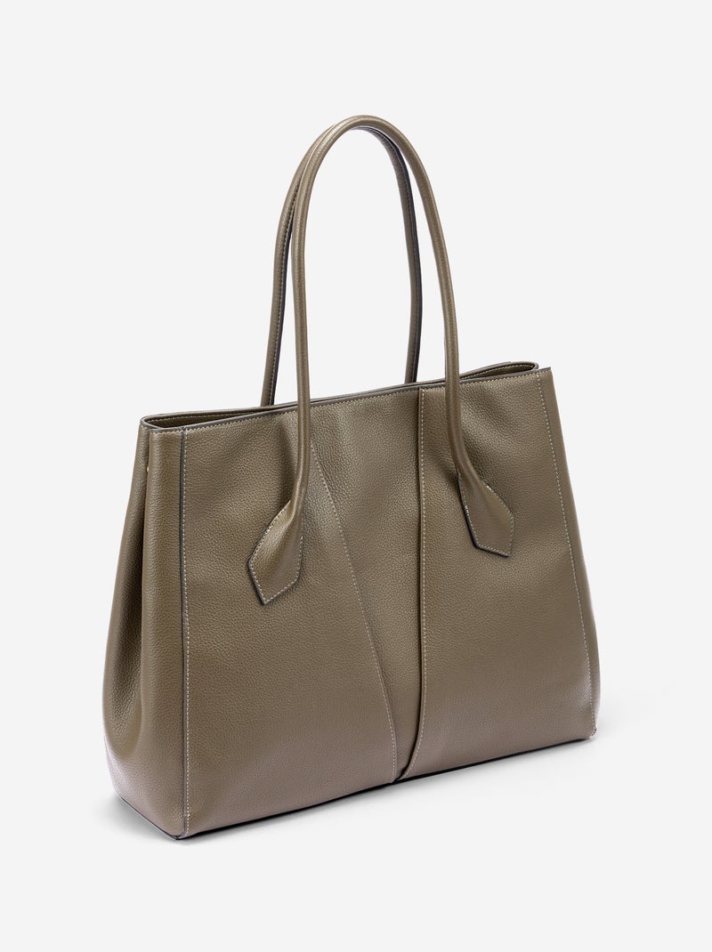 Bolso tipo shopper de polipiel Kaki - Kiabi