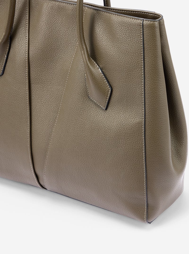 Bolso tipo shopper de polipiel Kaki - Kiabi
