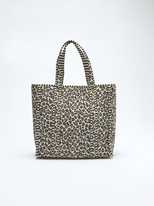 Bolso tote acolchado con estampado de leopardo - Kiabi