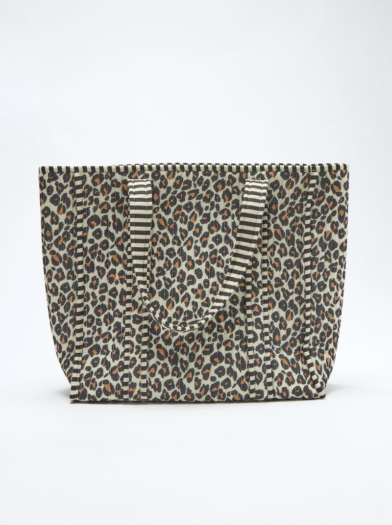 Bolso tote acolchado con estampado de leopardo Marron - Kiabi