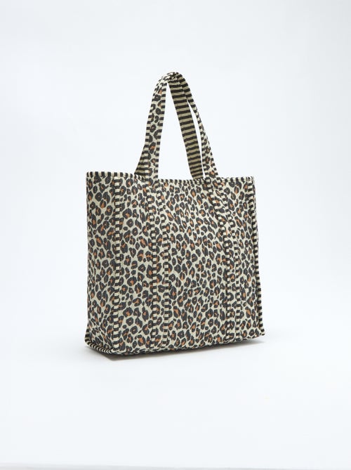 Bolso tote acolchado con estampado de leopardo - Kiabi
