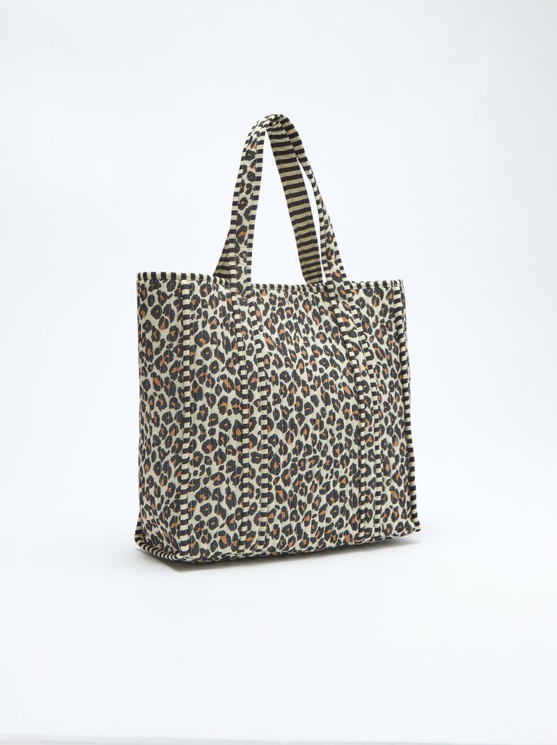 Bolso tote acolchado con estampado de leopardo Marron - Kiabi