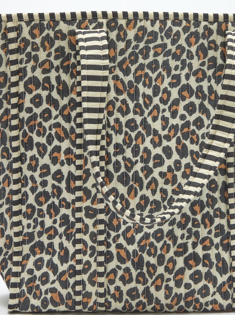 Bolso tote acolchado con estampado de leopardo Marron - Kiabi