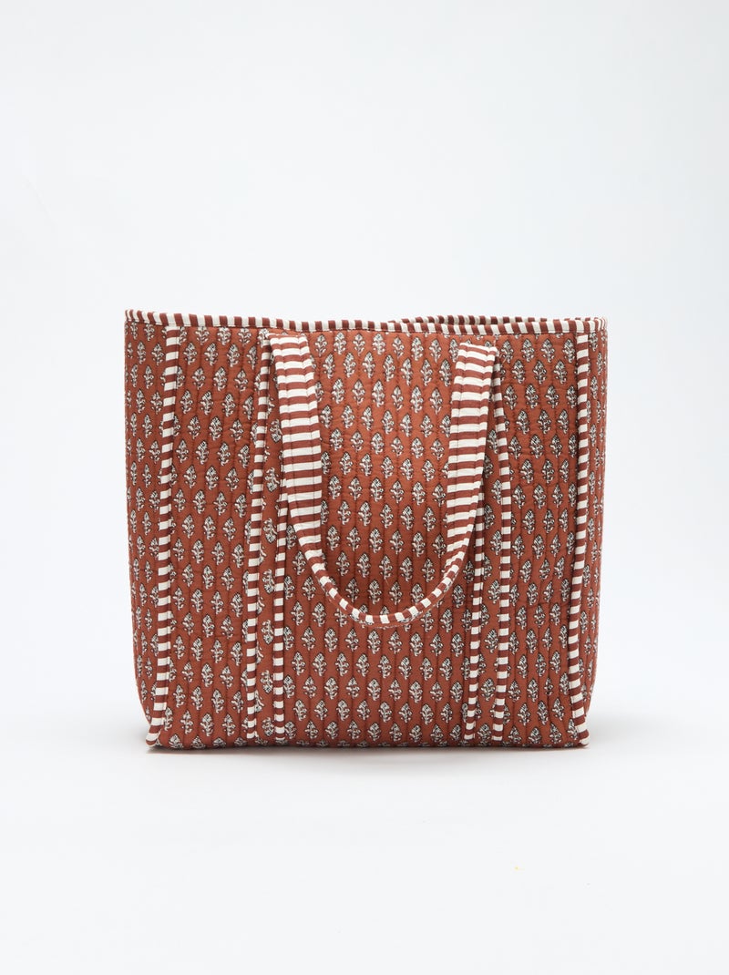 Bolso tote acolchado con estampado hindú Beige - Kiabi