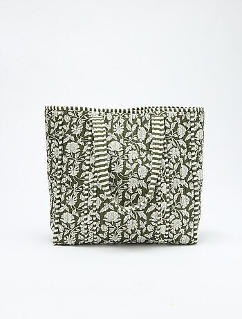 Bolso tote acolchado con estampado hindú