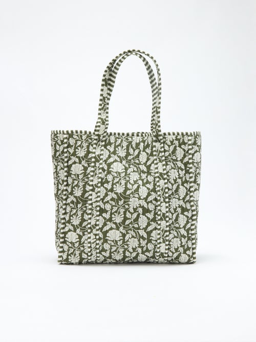 Bolso tote acolchado con motivo de flores - Kiabi
