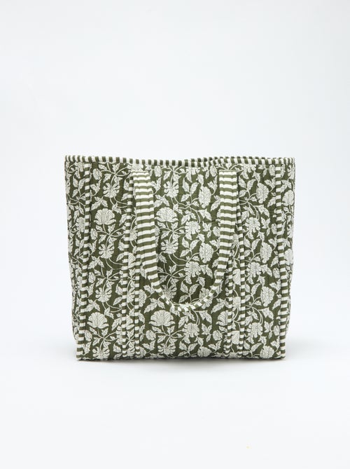 Bolso tote acolchado con motivo de flores - Kiabi
