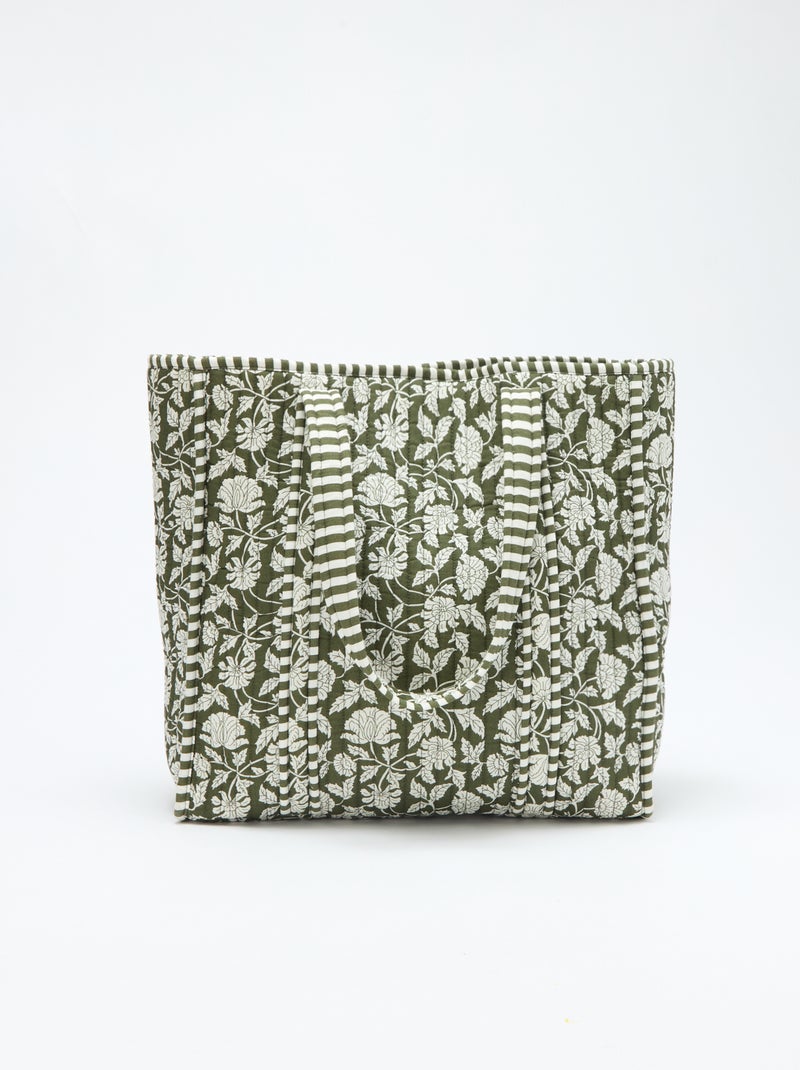 Bolso tote acolchado con motivo de flores Verde - Kiabi