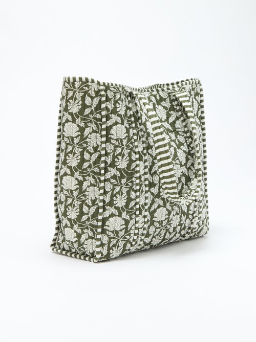 Bolso tote acolchado con motivo de flores - Kiabi