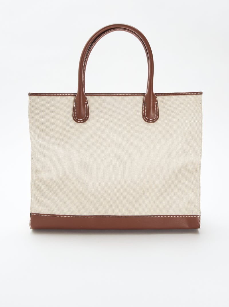 Bolso tote de lona Beige - Kiabi
