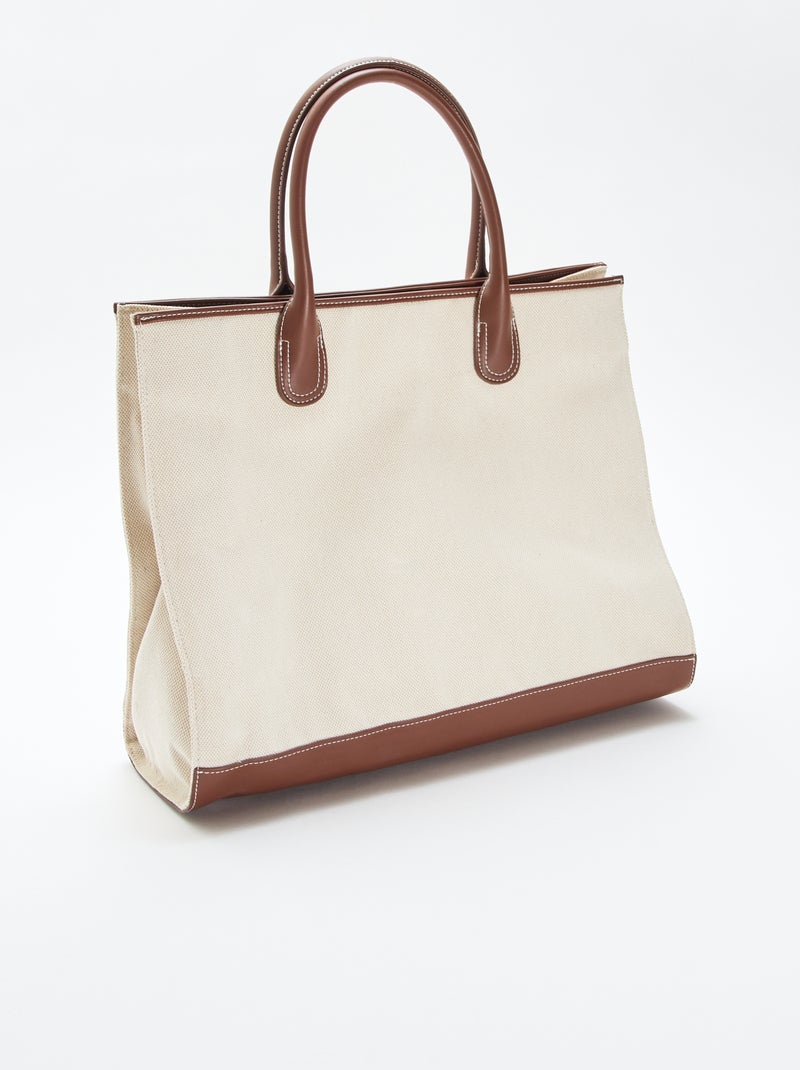 Bolso tote de lona Beige - Kiabi