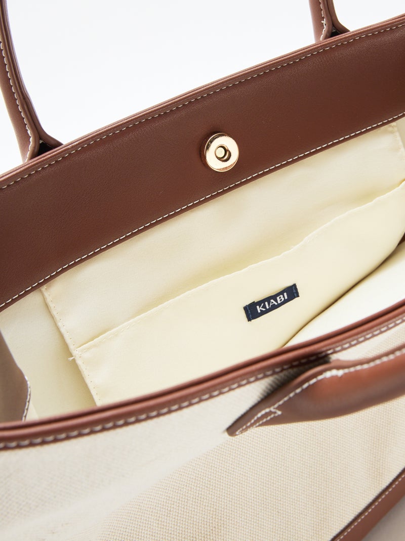 Bolso tote de lona Beige - Kiabi