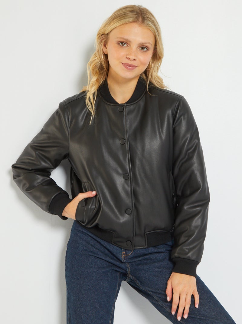 Bomber con botones negro - Kiabi