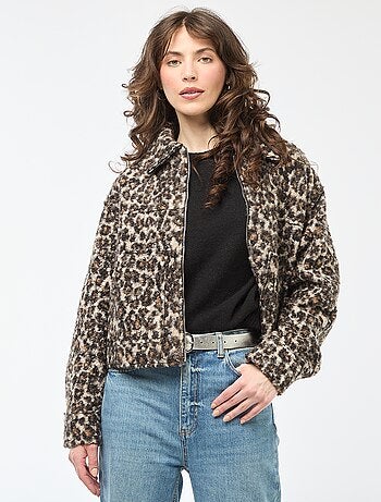 Bomber leopardo con cremallera