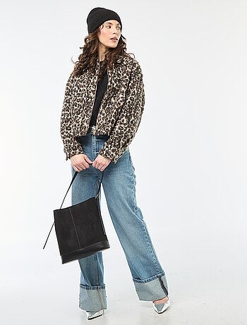 Bomber leopardo con cremallera
