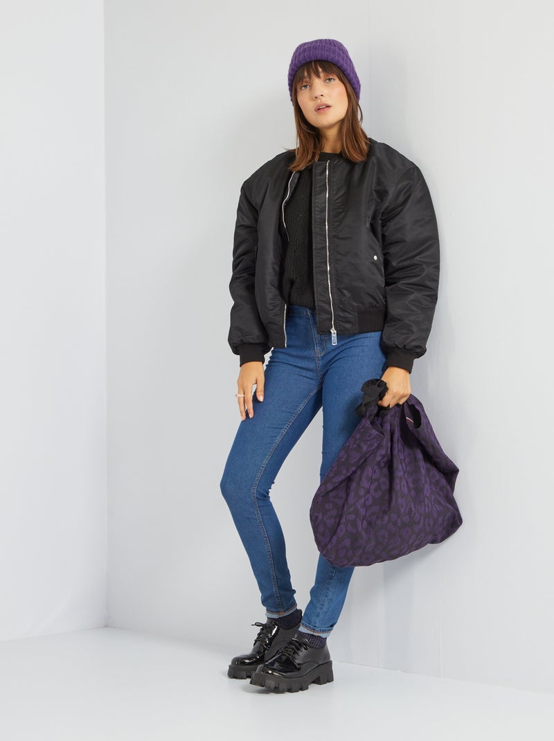 Bomber ligera satinada negro - Kiabi