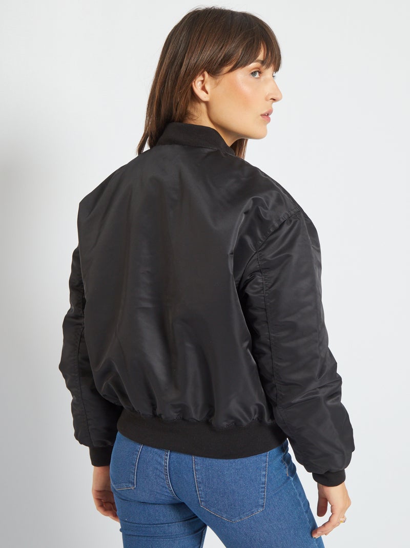 Bomber ligera satinada negro - Kiabi