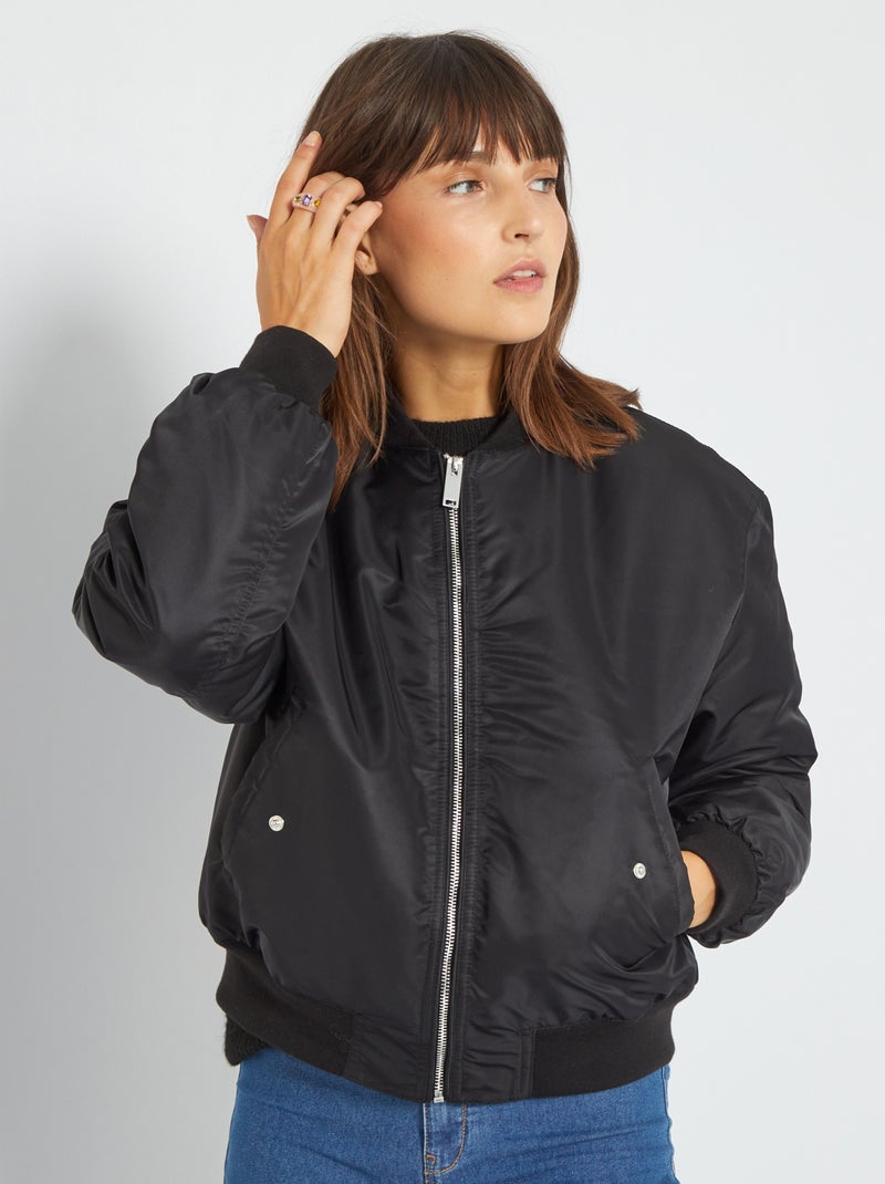 Bomber ligera satinada negro - Kiabi