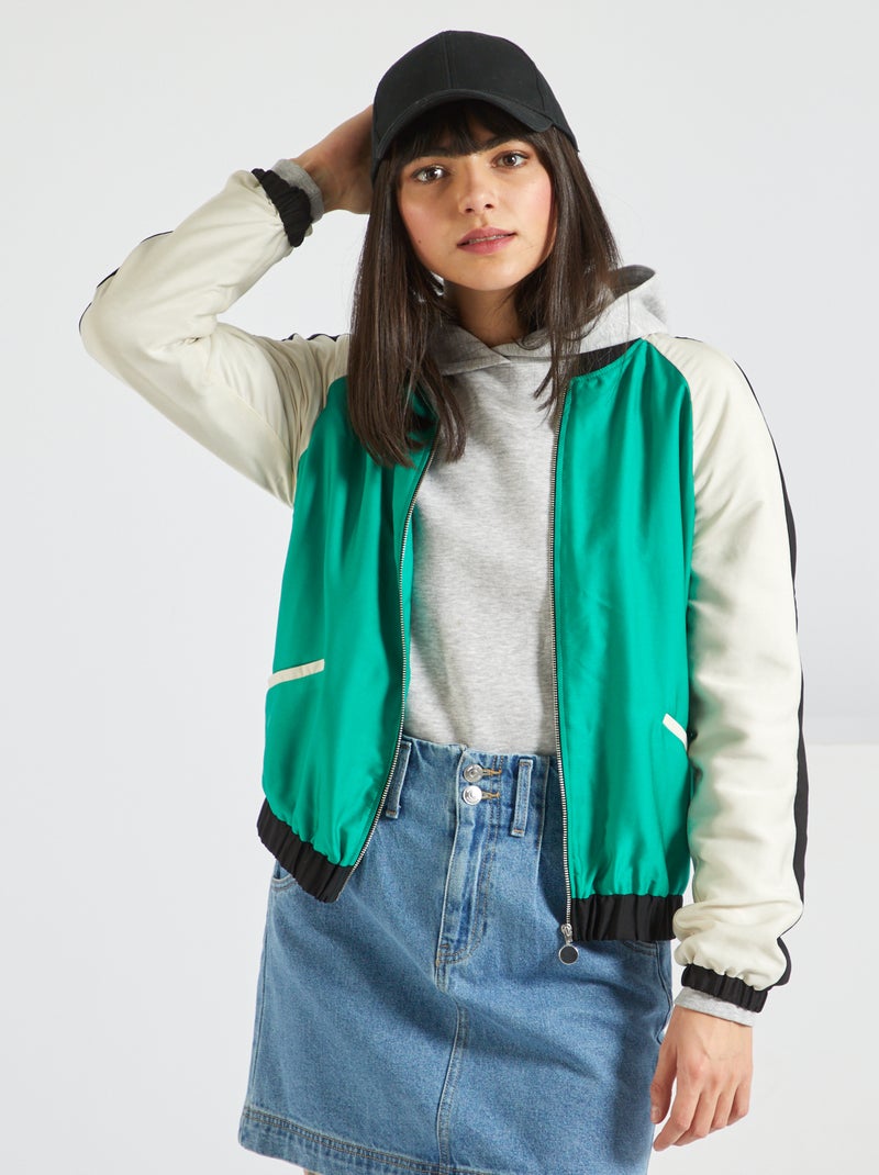 Bomber satinada tricolor VERDE - Kiabi