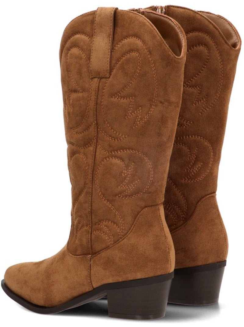 Bota campero mujer tacón medio - etika Camel - Kiabi