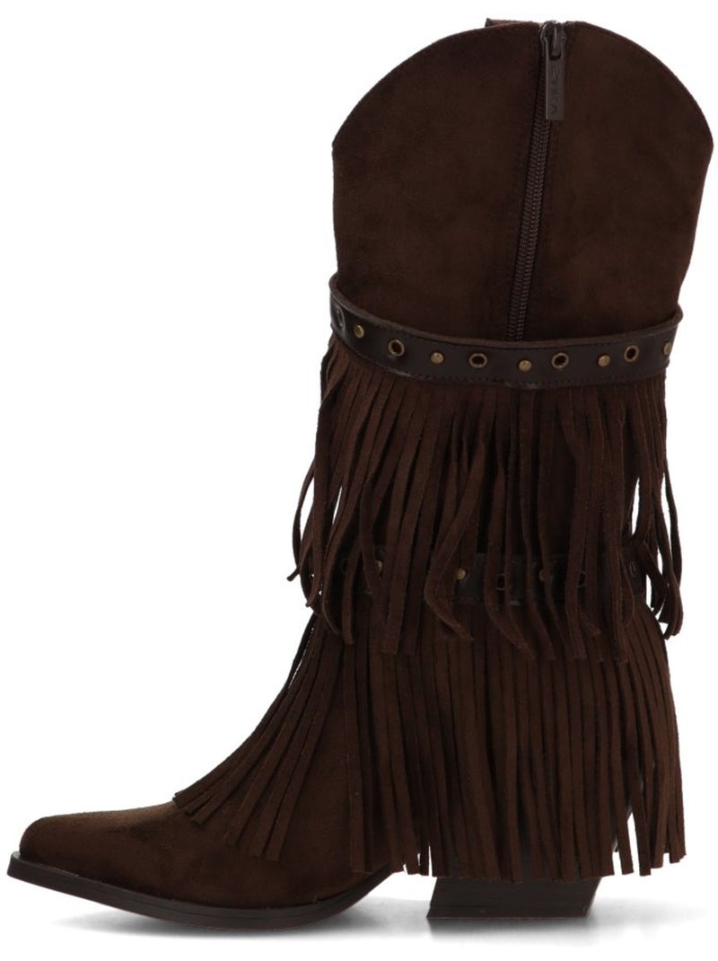 Bota campero mujer tacón medio - etika Marrón capuchino - Kiabi