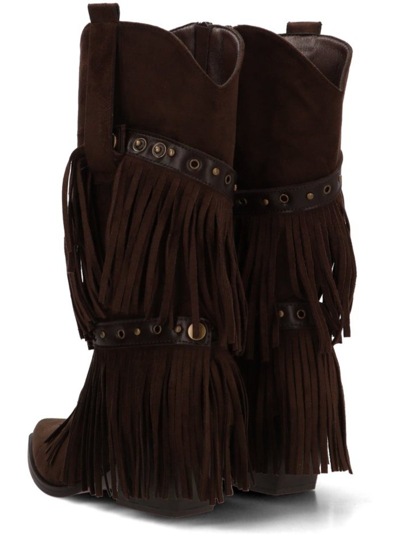 Bota campero mujer tacón medio - etika Marrón capuchino - Kiabi